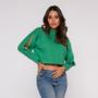 Imagem de Blusa Cropped gola com manga longa e fenda lateral nos braço