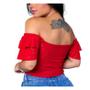 Imagem de Blusa cropped laise ombro a ombro ciganinha dois babados moda feminina