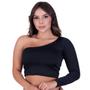 Imagem de Blusa Cropped Lisa Um Ombro Só Manga Longa