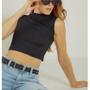 Imagem de Blusa cropped malha canelada cavada gola alta feminino