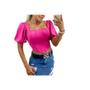 Imagem de Blusa cropped manga curta corselet triangulo estilo feminino