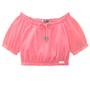 Imagem de Blusa Cropped Menina Kukiê em Malha Wave cor Rosa Neon