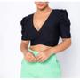 Imagem de Blusa cropped multiforma feminino manga princesa moda