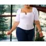 Imagem de Blusa Cropped plus size decote reto V bufante casual