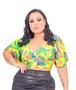 Imagem de Blusa Cropped plus size estampada decote v manga curta flare feminina fashion