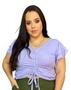 Imagem de Blusa cropped plus size feminino manga dois babados decote v regulagem frontal elegante