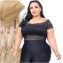 Imagem de Blusa Cropped plus size  feminino renda ciganinha manga curta fashion