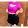 Imagem de Blusa cropped poliéster manga curta feminino decote vazado