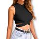 Imagem de Blusa Cropped recorte lateral viscolycra cavada feminina Cropped top