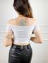 Imagem de Blusa Cropped renda ombro a ombro com bojo moda novidade feminina