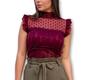 Imagem de Blusa Cropped renda poa com bojo cavada babado feminina cropped top