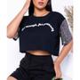 Imagem de Blusa cropped t-shirt feminino manga paetê moda