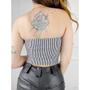 Imagem de Blusa Cropped top faixa listrada com bojo moda feminina