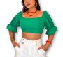 Imagem de Blusa cropped top manga princesa babado amarração nas costas com bojo feminino