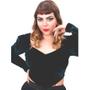 Blusa Cropped Veludo Gótica Preta Manga Longa Ópera Trapézia Imagem de Blusa Cropped Veludo Gótica Preta Manga Longa Ópera Trapézia