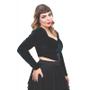 Blusa Cropped Veludo Gótica Preta Manga Longa Ópera Trapézia Imagem de Blusa Cropped Veludo Gótica Preta Manga Longa Ópera Trapézia