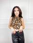 Imagem de Blusa Cropped viscolycra animal print cavada gola alta moda elegante feminina