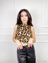 Imagem de Blusa Cropped viscolycra animal print cavada gola alta moda gringa feminina