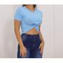 Imagem de Blusa Cropped viscolycra manga curta nozinho feminino