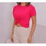 Imagem de Blusa Cropped viscolycra manga curta nozinho feminino moda gringa