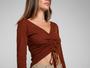 Imagem de Blusa Cropped Vista Magalu Ribana Franzido Frontal Manga Longa