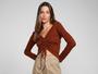 Imagem de Blusa Cropped Vista Magalu Ribana Franzido Frontal Manga Longa