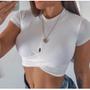 Imagem de Blusa cropped x canelado manga curta moda fashion