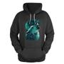 Imagem de Blusa De Frio Moletom Canguru Com Capuz Estampado Lobo