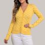 Imagem de Blusa De Frio Tricot Cardigan Sueter Lã Com Botão Estampado