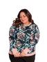 Imagem de Blusa de Frio Tricot Feminina Suéter Plus Size Rosas Tamanho GG Linda