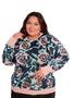 Imagem de Blusa de Frio Tricot Feminina Suéter Plus Size Rosas Tamanho GG Linda