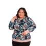 Imagem de Blusa de Frio Tricot Feminina Suéter Plus Size Rosas Tamanho GG Linda