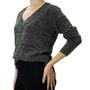 Imagem de Blusa Decote V Feminina Tricot Lurex Inverno Presente Frio