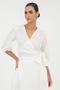 Imagem de Blusa Em Plano Off White Transpassada Com Amarração Via Tolentino
