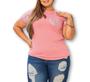 Imagem de Blusa estilo T-shirt plus size manga e bolso de paetê