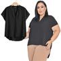 Imagem de Blusa Evangelica Plus Size Elegante Moda Evangélica Soltinhas Gola V /Camisa Social  049