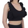 Imagem de Blusa Feminina BabiCat Cropped Babado Preto - B2608