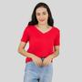 Imagem de Blusa Feminina Básica Manga Curta Gola V Vermelha