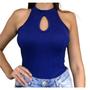 Imagem de Blusa feminina canelada gola alta regata decote gota