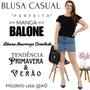 Imagem de Blusa Feminina Canelada Manga Balonê Casual Confortável Moda Primavera Verão Slim 3064A