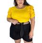 Imagem de Blusa feminina canelada plus size manga curta princesa fashion