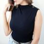 Imagem de Blusa feminina canelada regata botões no ombro moda influencer