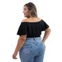 Imagem de Blusa Feminina Ciganinha Babado Plus Size Canelada Tecido Não Amassa