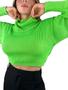 Imagem de Blusa Feminina Cropped Trico Gola Alta Boba Tendência Invern