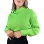 Imagem de Blusa Feminina Cropped Trico Gola Alta Boba Tendência Invern