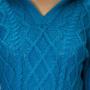 Imagem de Blusa Feminina Decote V e Gola Tricot Trançada Presente Frio