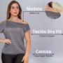 Imagem de Blusa Feminina Fitness Ombro Só em Dry Fit Seca Rápido para Academia e Treinos