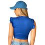 Imagem de Blusa Feminina Gola Canoa Azul