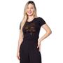 Imagem de Blusa Feminina Habana Manga Curta Estampa Metalizada Preto