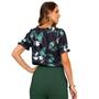 Imagem de Blusa feminina manga curta estampa tropical com renda em crepe suave